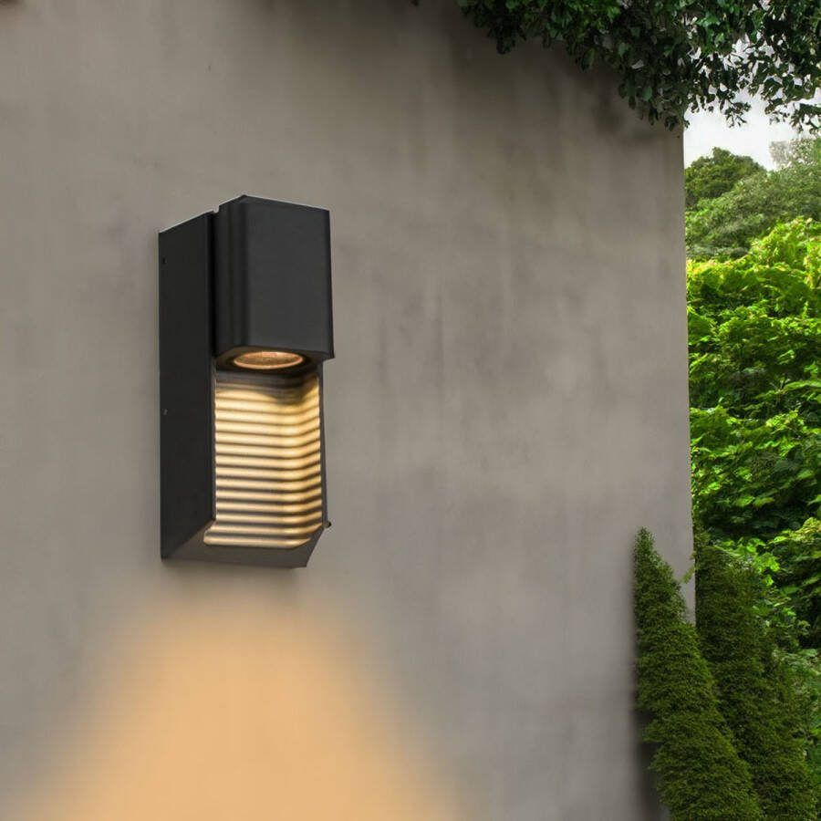 Smart Tuya LED Buiten Wandlamp IP43 Antraciet 5Watt Incl. smart GU10 Wi-Fi spot
