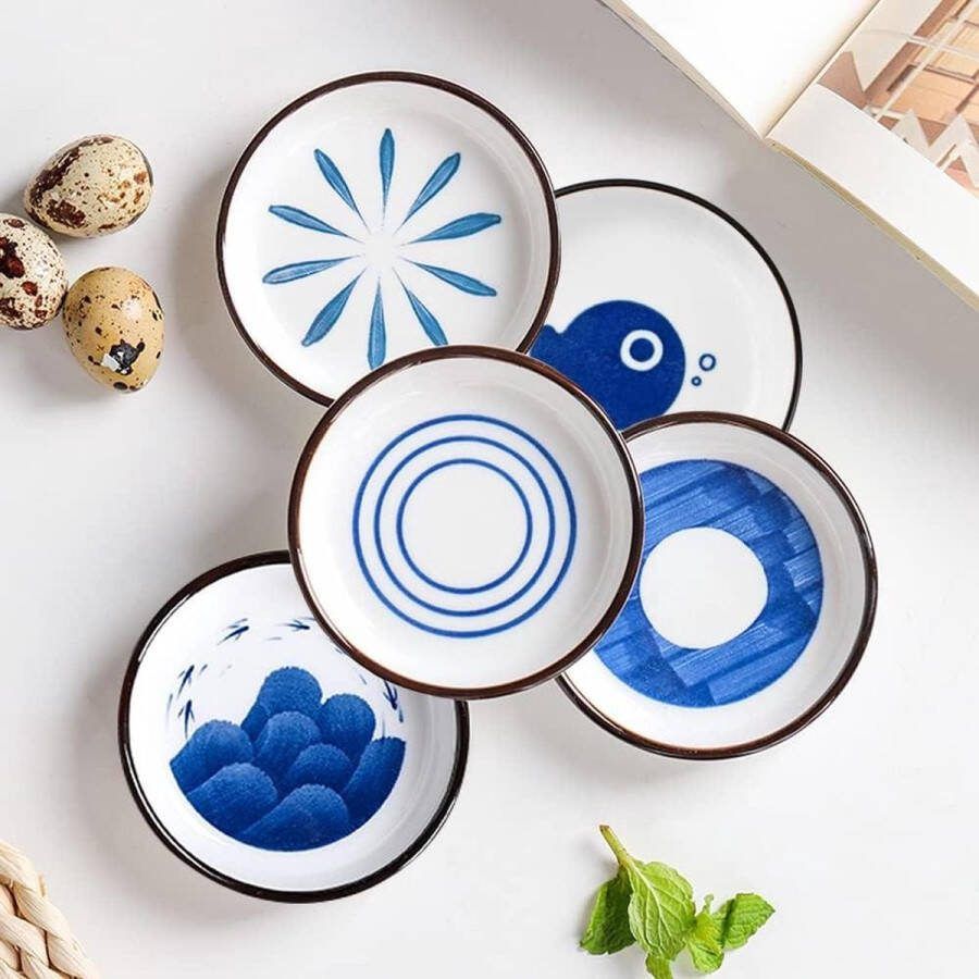Snack Bowl Set Mini Spice Bowl 5-Delige Set Diameter 87 cm Keramische Schotels Kleine Borden Theezakjes schoteltje