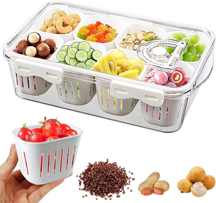 Snackbox met deksel Voedselbox voor fruit Luchtdichte containers Kunststof snackschaal Bento dozen Koelkast fruit keukenaccessoires luchtdichte opbergbox