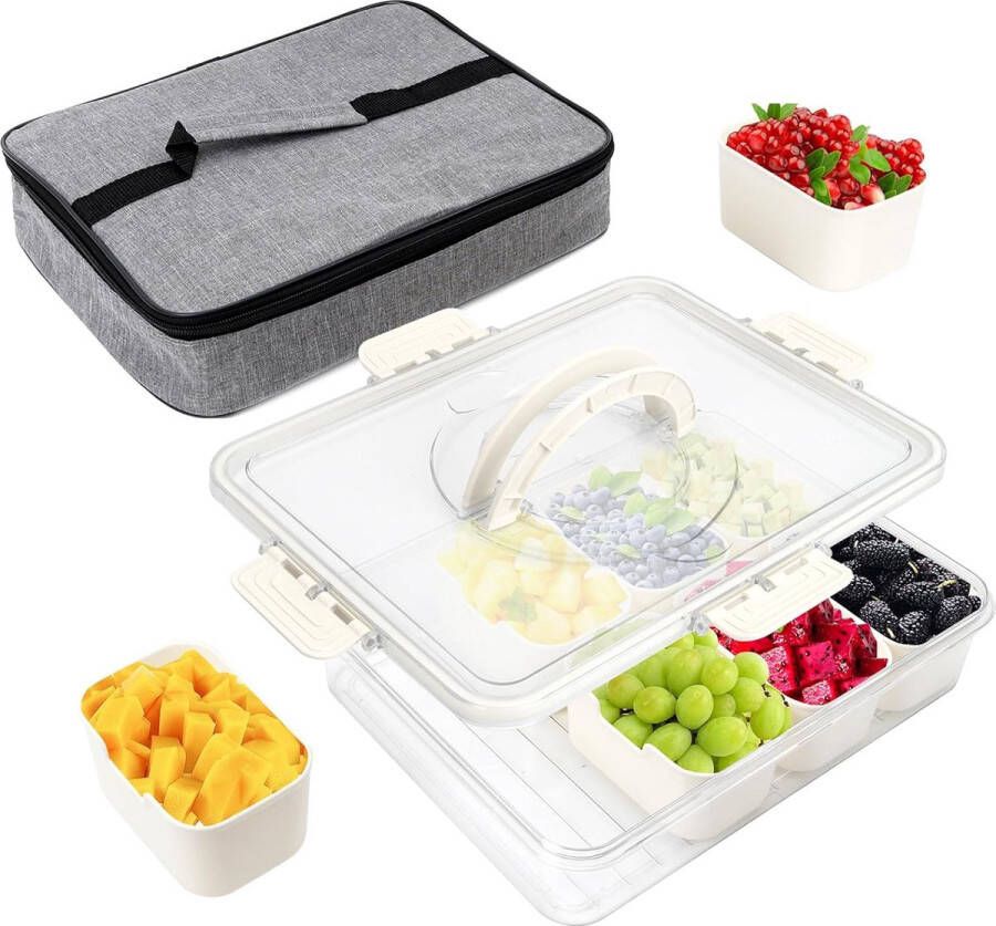 Snackschaaltje met deksel snackbordje met 8 vakken snackschaaltjes & dipschaaltjes met deksel plastic snoep opbergdoosje antipasti serveerbordje kruiden opbergbakje met thermoszakje