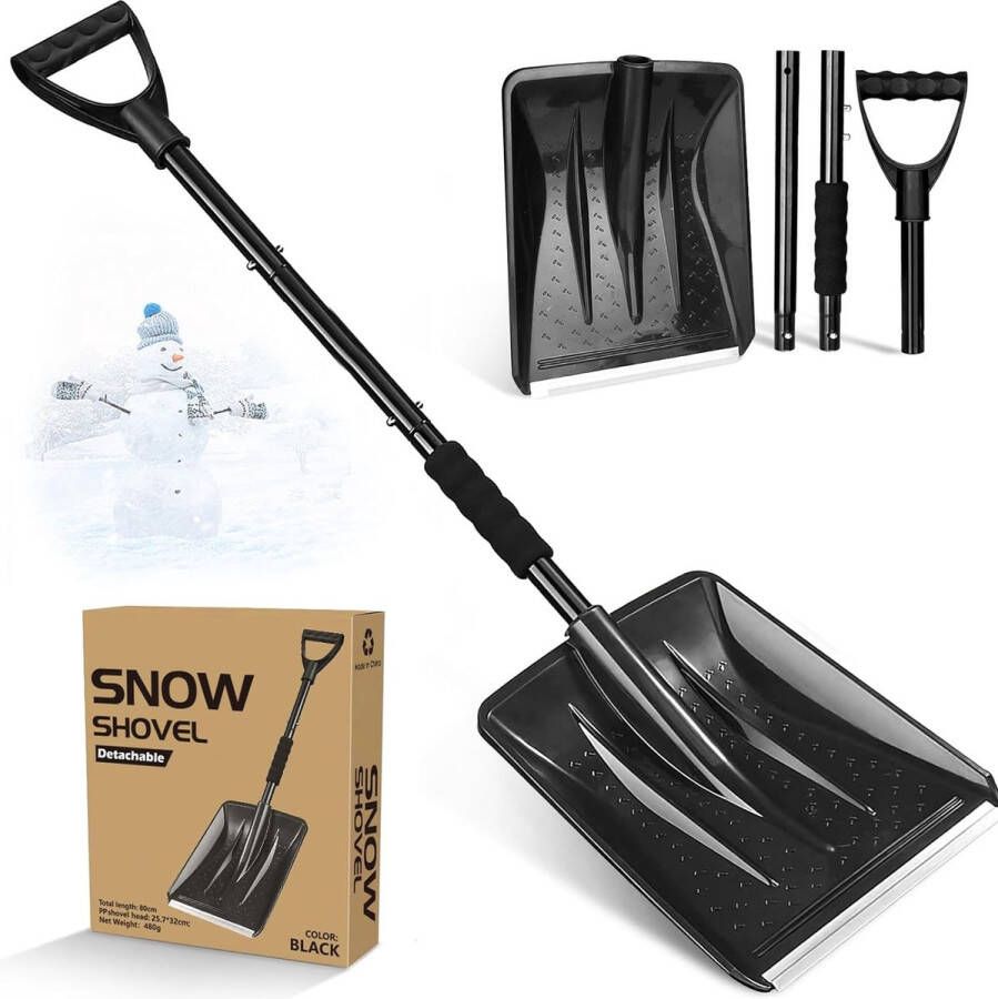 Sneeuwschep 127 cm lange sneeuwschuiver schuifrand met aluminium profiel 3-delig afneembaar ontwerp verstelbare draagbare sneeuwschep voor oprit camping sneeuwpop spelen