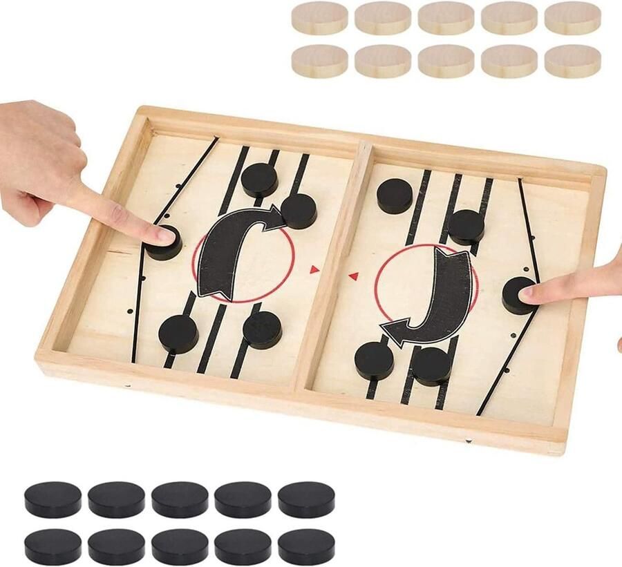 Snel Slingeren Puck Bordspel Hockey Game Tafel Desktop Strijd Houten IJshockey Winaar Bord Tafelspel Ouder-kind Interactief Speelgoed voor Kinderen Kids Spannend Slingeren Puck Bordspel voor Familieplezier met Kinderen