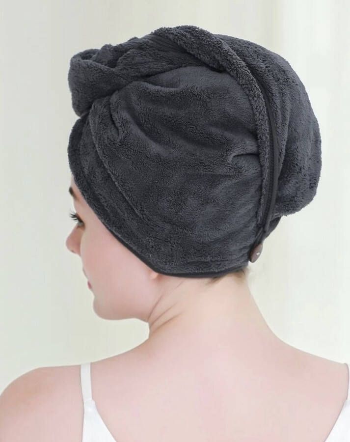 Sneldrogende Microvezel Haarhanddoek Haar towel Haar Badhanddoeken Badtextiel Alle Haartypes Haartulband Badstof Zwart