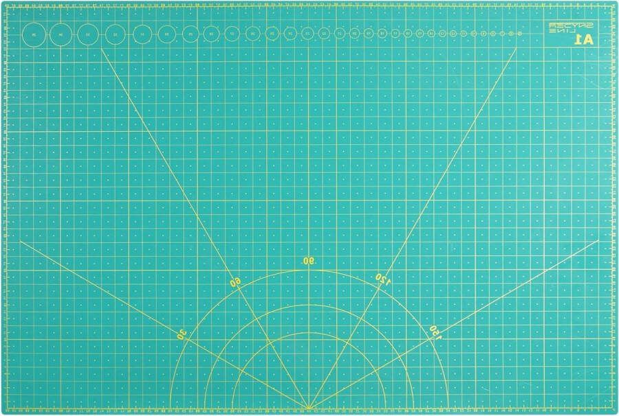 Snijmat A1 60x90 cm groen zelfherstellend met markeringen rasters knutselmat hobbymat bureaumat
