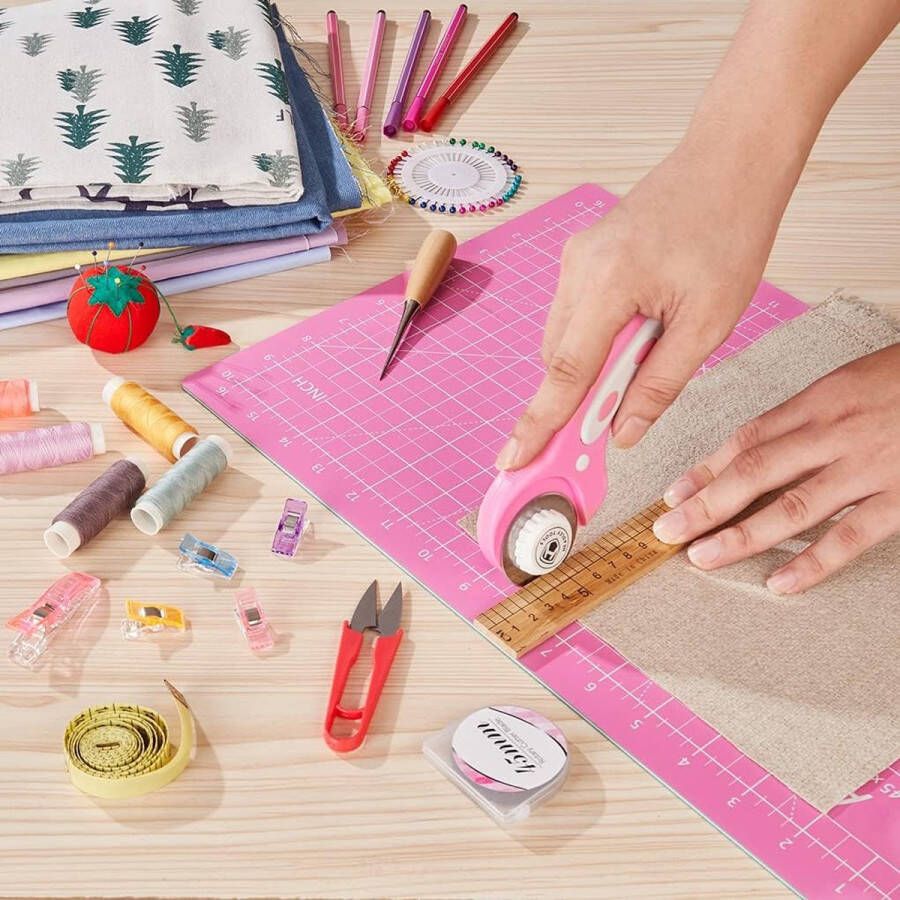 Snijmat A3 zelfherstellende naaimat dubbelzijdig 5-laags voor naaiwerk handwerk hobby stof scrapbooking-project 45 x 30 cm (roze paars)