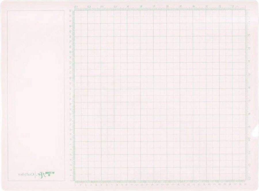 Snijmat gehard glas snijmat voor schilderen en mengen liniaal 33 x 33 cm wit