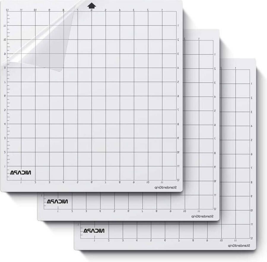 Snijmat StandardGrip 30-x-30-cm 3-pack voor Silhouette Cameo Zelfklevend en antislip Flexibele geruite snijmat Reservematten Accessoireset Vinyl knutselen Naaien