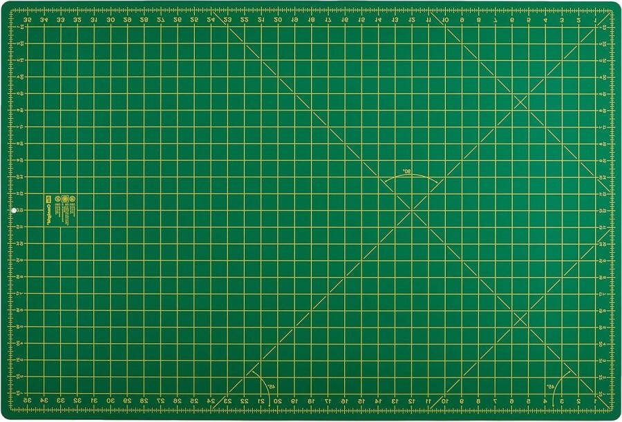 Snijmat van 90x60 cm met cm-inch schaal en rolmessen groen