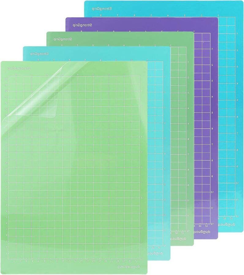 Snijmat Xtra 205 x 30 cm Vervangende plakfolie voor Cricut Kaarten papier vinylfolie Plottersnijkant met raster Pack van 5