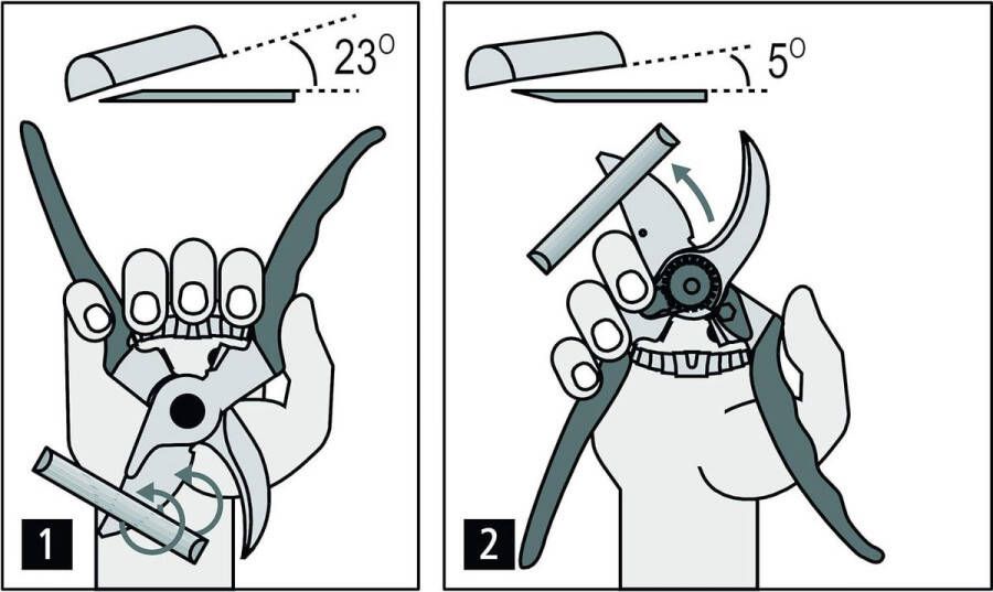 Snoeischaar ø 25 mm snede 210 mm lengte linkshandig aluminium handgrepen ergonomisch schokdemper