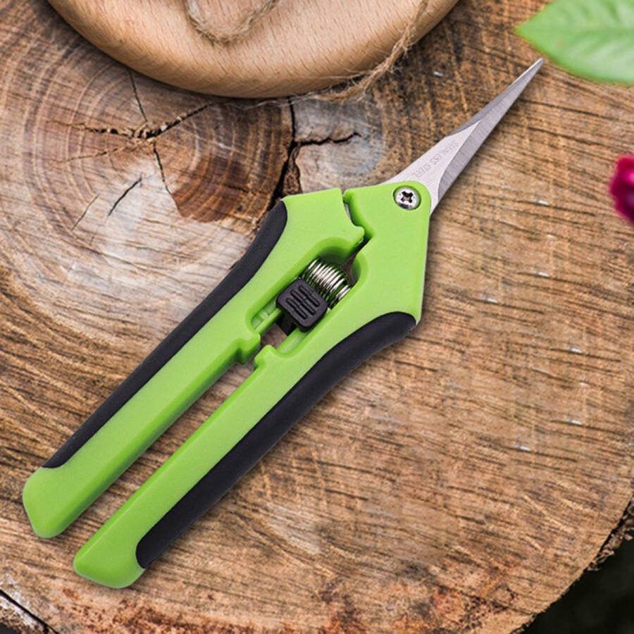 Snoeischaar Blad Trimmer Tuinschaar Bloemenschaar RVS Schaar Takkenschaar Knipschaar Bloemenschaar Heggenschaar Plantenschaar Fruitschaar Schaar Trimmer Rechte Kop Trimmer Straight Head Groen Green