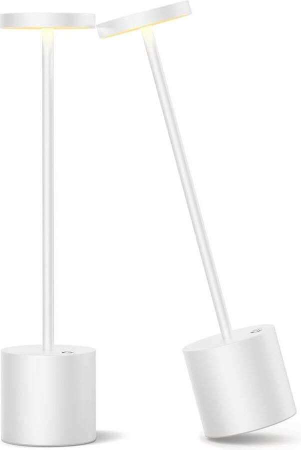 Snoerloze Tafellamp Bureaulampen LED Dimbare 6000mAh Batterij 3 Lichtkleuren Nachtlampjes Voor Slaapkamers Woonkamer (2 Wit) met USB-C Oplaadfunctie