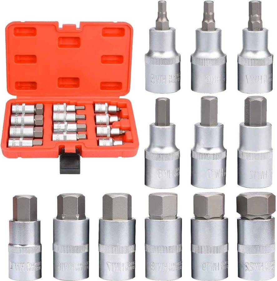 Socket Set HEX Bit Socket Set 1 2 Premium S2 gelegeerd staal 12-delige inbussleutel kit metrisch