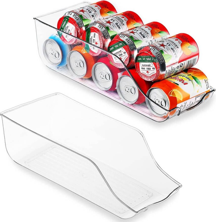 Soda Can Organizer voor Koelkast Vriezer Aanrecht Kasten Pantry. Organizerdoos voor drinken en eten Voedsel voor Koelkastopslag Doorzichtige Drankdispenser 2-pack