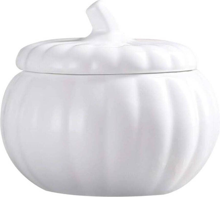 Soepkom van wit keramiek Pompoen snoephouder met deksel Glazen kom voor decoratie Porseleinen sieradendoosje voor keuken Koken opbergbox