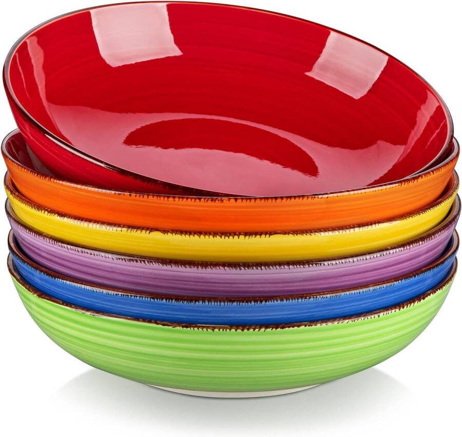 Soepkommen Bonita Soepborden Set van 6 Pastaborden Spaghetti Diepe Borden Pastakommen Ramenkommen Grote Slakommen Multifunctionele Kommen