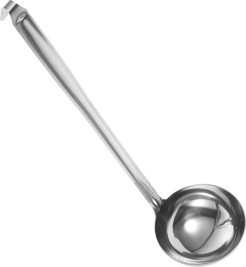 Soeplepel roestvrijstalen keukengerei lange steel keukenlepel lepel met haak voor het ophangen van serveergerei 13 cm