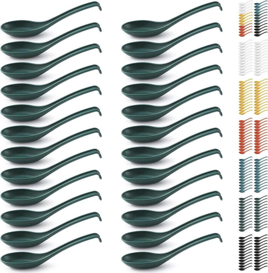 Soeplepels 24 stuks herbruikbare plastic lepel stabiele en duurzame Aziatische eetlepel van voedselveilig PP BPA-vrij gemakkelijk te reinigen vaatwasmachinebestendig