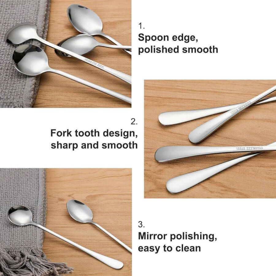 Soeplepelset 24-delige Latte Macchiato-lepelset 19 7 cm roestvrij staal lange drinklepel koffielepel voor keuken restaurant picknick camping