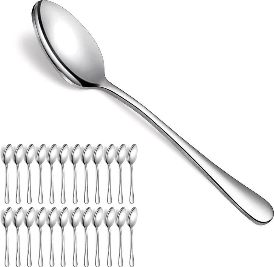Soeplepelset 24 stuks 18 5 cm roestvrij stalen besteklepels dessertlepel eetlepel gemakkelijk te reinigen vaatwasmachinebestendig