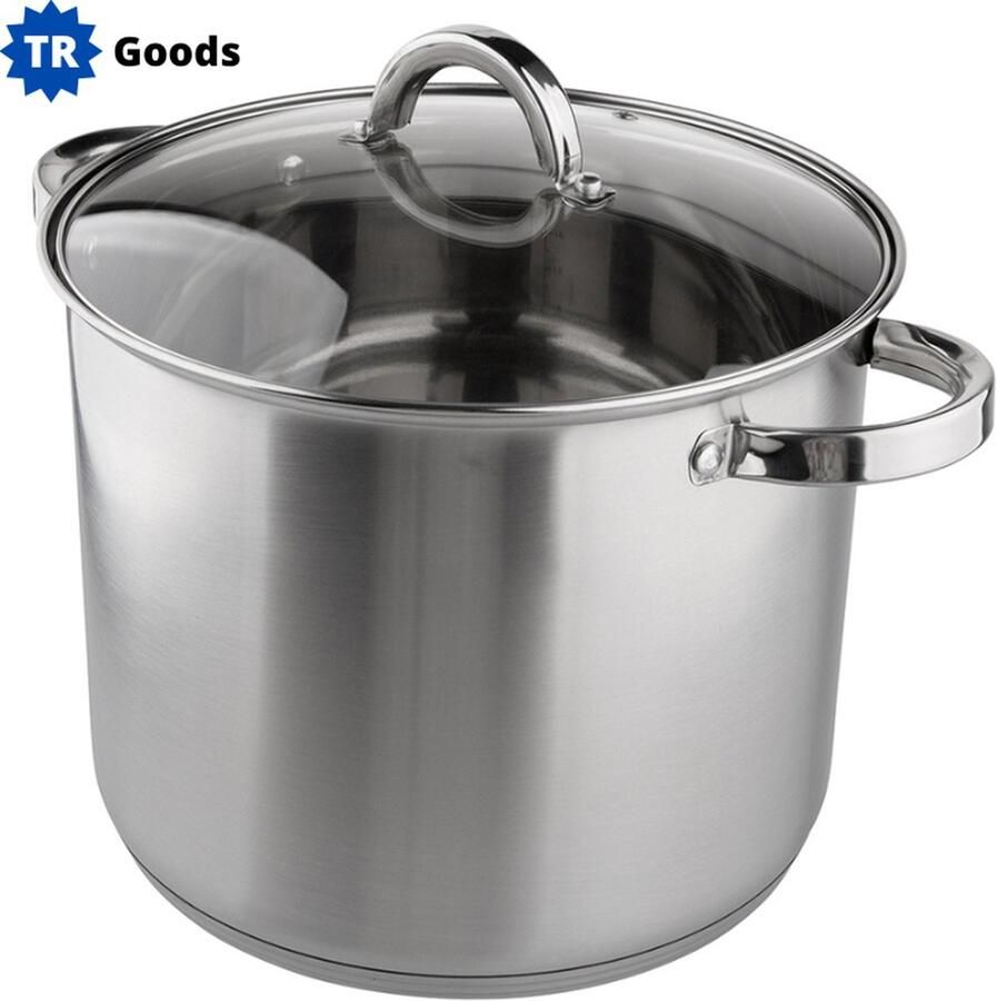 T.R.Goods T.R. Goods Soeppan RVS 10.5 Liter met Deksel Rvs met Deksel 26 cm Geschikt voor Inductie