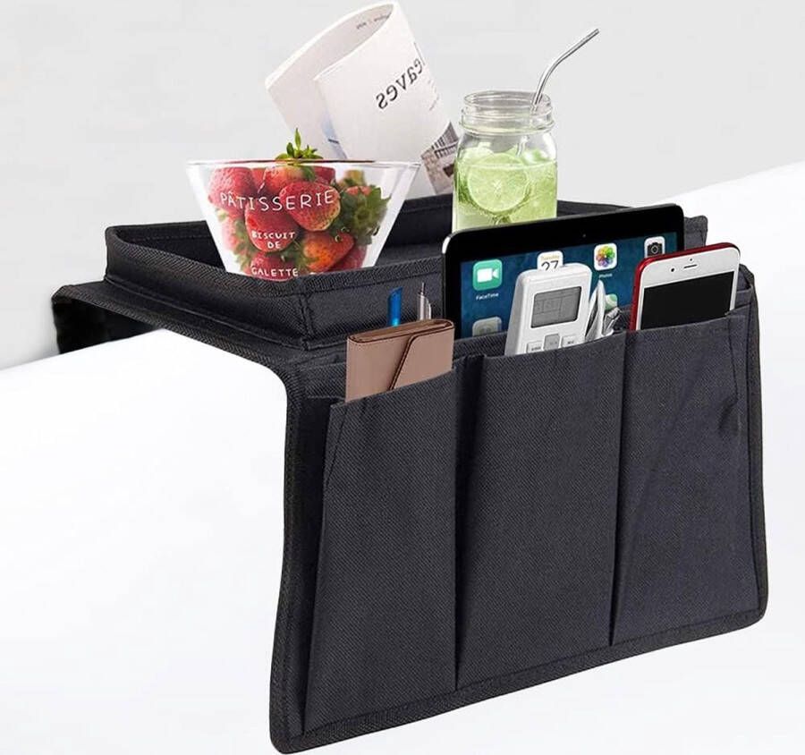 Sofa Armleuning Organisator Opvouwbare Bank Butler met Dienblad Caddy Tas Bank Fauteuil TV Afstandsbediening Houder Hangende Bank Dienblad Bank Opbergtas voor Snacks Drankjes Tijdschriften Mobiele Telefoon iPad