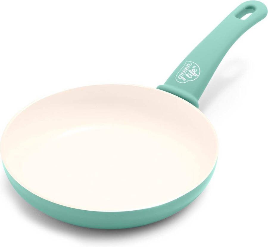 Soft Grip Gezonde antiaanbaklaag van keramiek 20 cm braadpan PFAS-vrij eierbraadpan omeletpan vaatwasser- en ovenbestendig turquoise