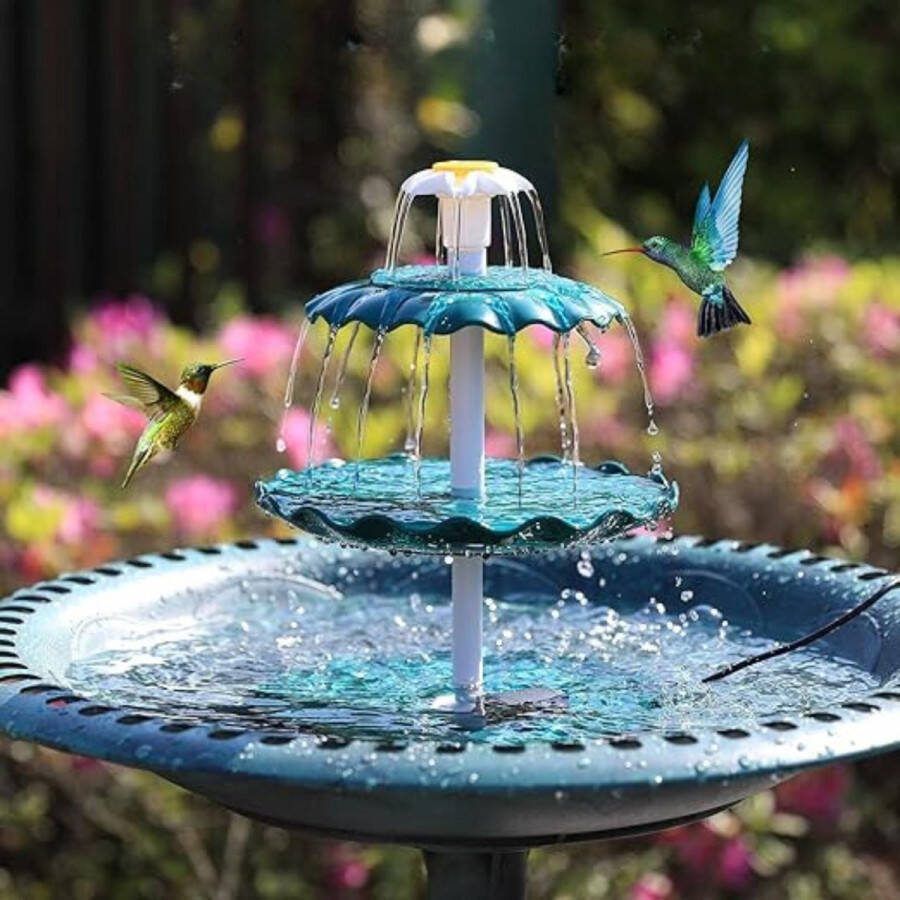 Solar Fontein op Zonne Energie Vogelbad Waterornament voor Buiten Tuinfontein Fonteinpomp Milieuvriendelijk Tuindecoratie Groen