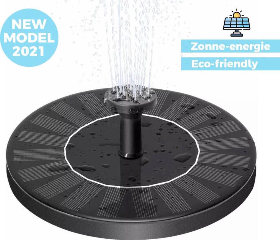 Solarfontein SOLAR Fontein op zonne-energie NIEUW 2021 Model Extra Sproeikoppen Hoge straal Vijver Vogelbad Zwembad