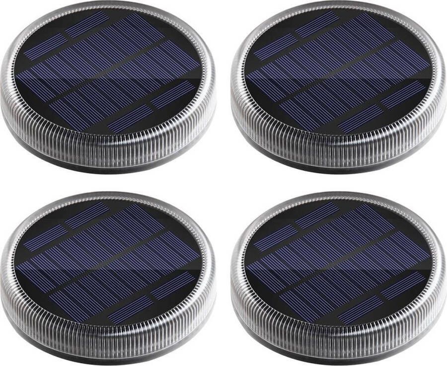 LedKoning Solar buitenlamp Grondspot 'Round' Voordeelset van 4 stuks Met schemersensor Op zonne-energie