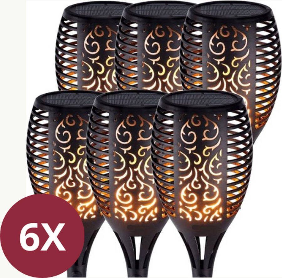 Solar Tuinfakkel Vlam – Set van 6 – Zonne-energie Energiezuinig Milieuvriendelijk Fakkel Tuinverlichting LED verlichting Tuinpadverlichting