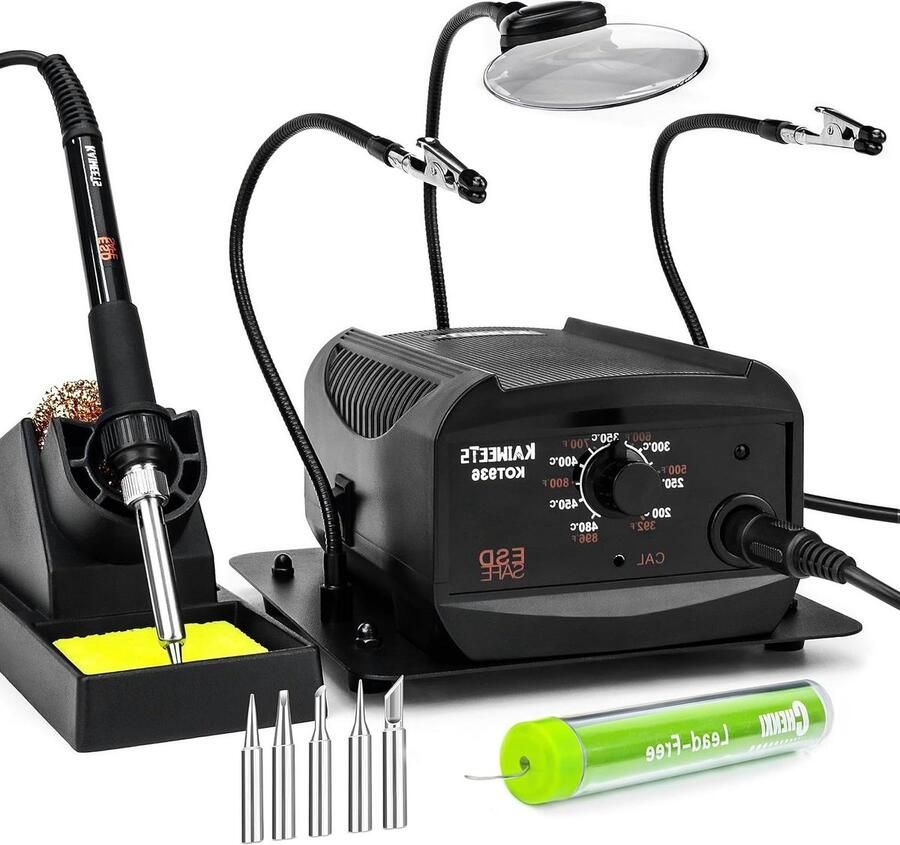 Soldeerstation 60 W met temperatuurregeling 200 °C 480 °C en afneembare werkbank ideaal voor elektronische reparaties soldeerstations