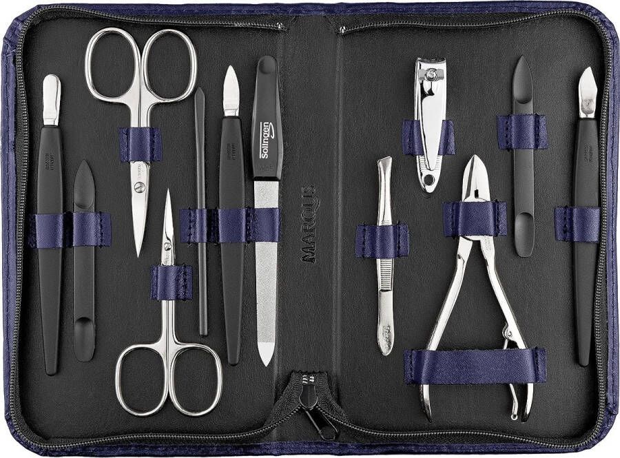 Solingen Duitsland manicure set van 12 stuks – Professionele pedicure tool – Nagelkit gemaakt in Duitsland Verzorgingsset – Echte lederen hoes – Ideaal voor reizen – Nagelset inclusief nagelknipper