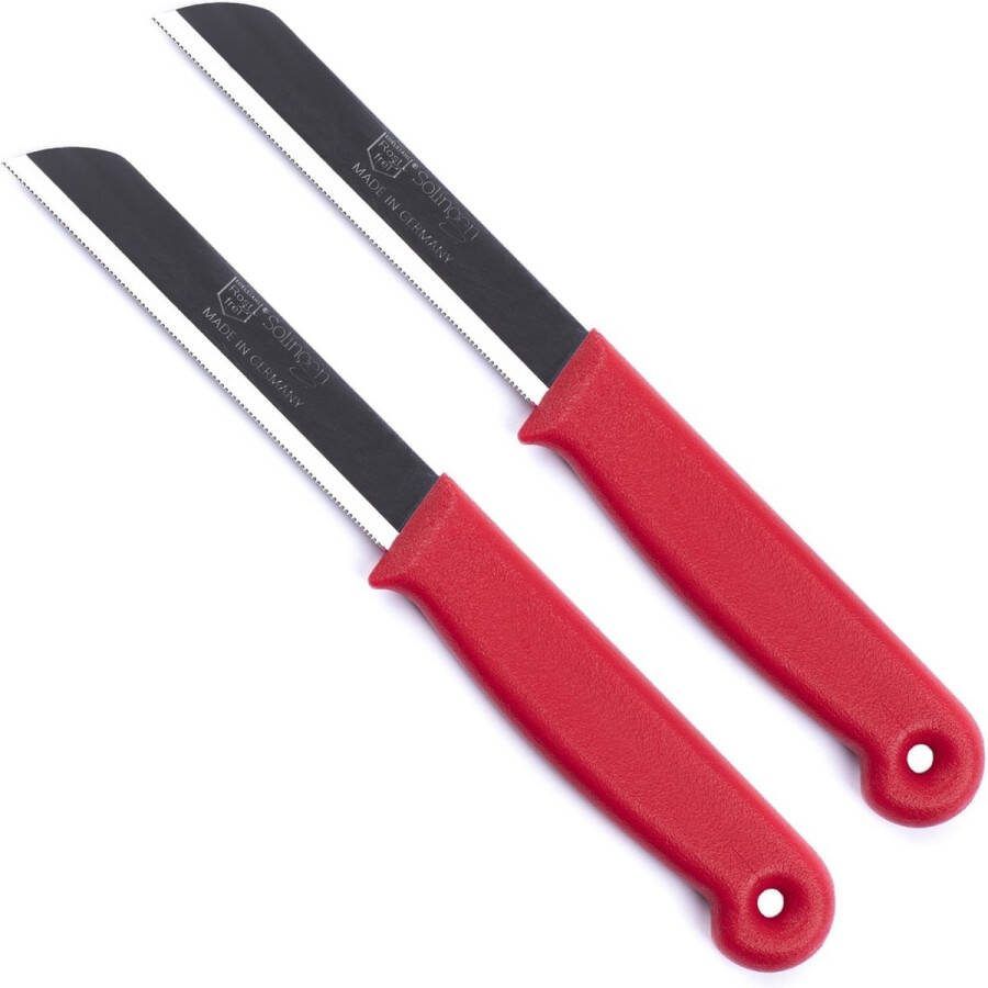 Solingen Kartelmes Tomatenmes met Kartel RVS 18 5 cm met Blade Cover Rood 2 stuks