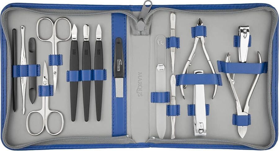 Solingen Manicureset Solingen 16-delige manicure- en pedicureset in kunstleren etui handig en zacht complete set met alles voor hand- en voetverzorging