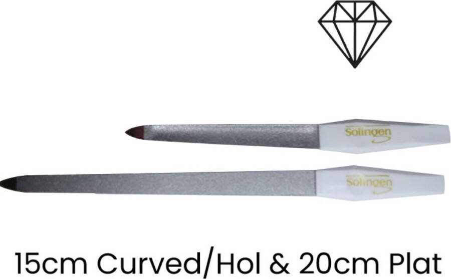 Solingen Professionele Diamant Nagelvijl Set 1 x 15 cm Curved 1 X Plat 20 cm Plat Perfecte Nagelvijlen Alle Nagels Nagelriem Manicure Mooie & Verzorgde Nagels