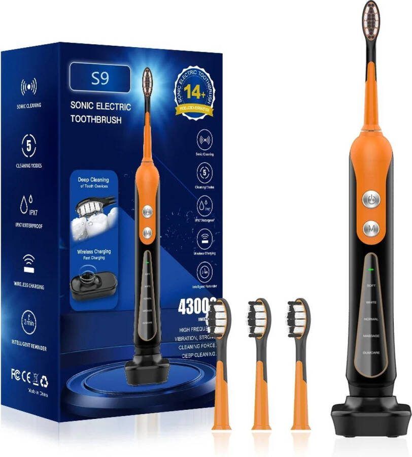 Sonic Elektrische Tandenborstel – Draadloos USB Oplaadbaar Whitening Functie Waterdicht en Ultrasoon – Elektrische Tandenborstel Ultrasone Tandenborstel Whitening Tandenborstel Draadloze Tandenborstel