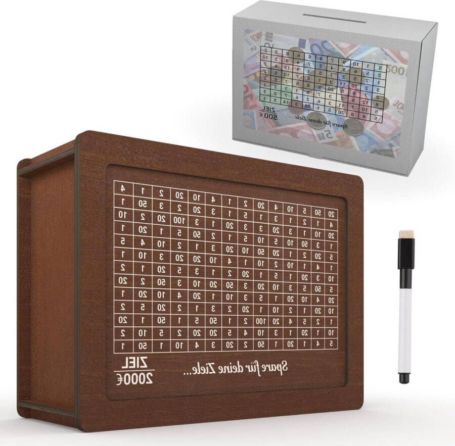Spaarpot 5 maten met foliestift en herbruikbare spaarpot inclusief € 500 folie spaarpot volwassenen