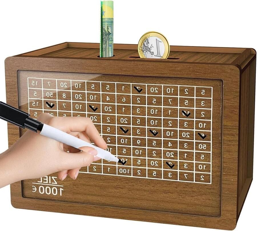 Spaarpot Magische Japanse houten spaarpot voor volwassenen en kinderen 1.000 3.000 5.000 10.000 euro teller