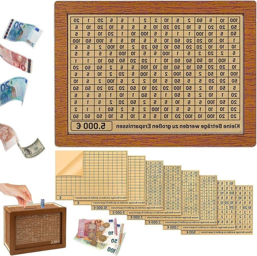 Spaarpot van Hout Voor Volwassenen en Kinderen Met Spaardoel Helpt Bij Ontwikkeling Spaargewoonte €5000
