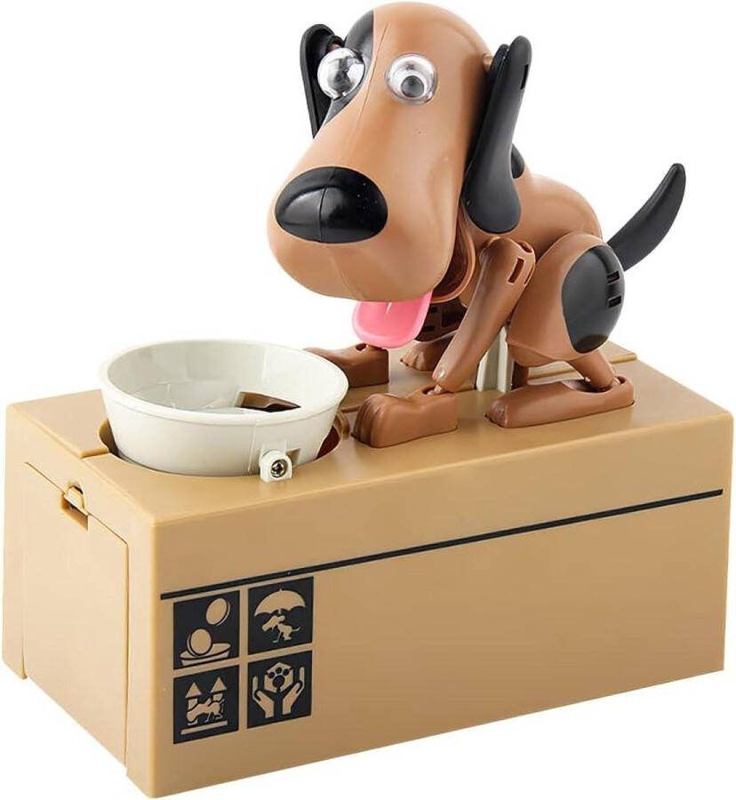 Spaarpot Volwassenen Hongerige Hond Eet Geld Schattige Honden Steelt Munten Magische Munt Knabbert Verjaardagscadeau Bruin