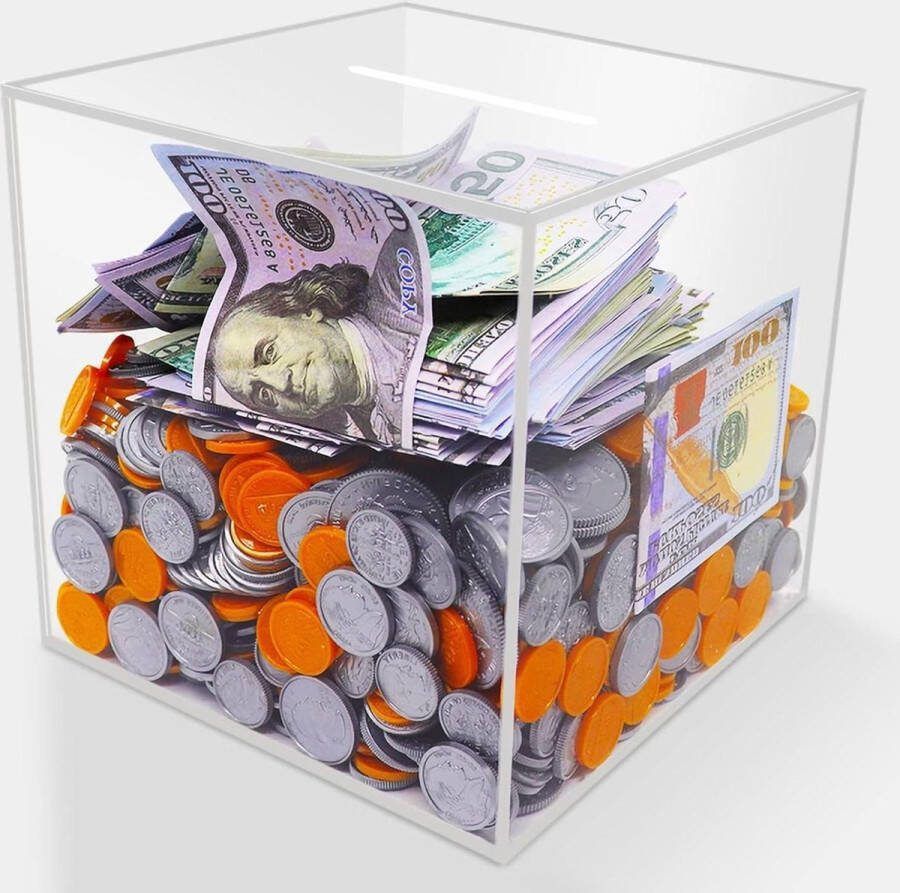 Spaarpot Volwassenen Transparante Acryl Spaarpot met Geld Tip Verandering Doos Besparingen Budgetteren Niet te Openen Spaargeld Beheren