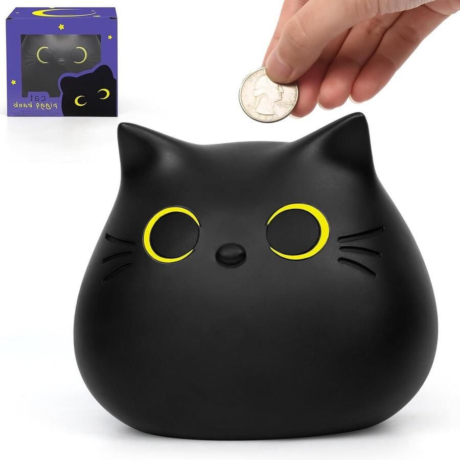 Spaarpot Volwassenen Zwarte Kat Munt Speelgoed Plastic Bank Verjaardagscadeau Kinderen-Jongens-Meisjes