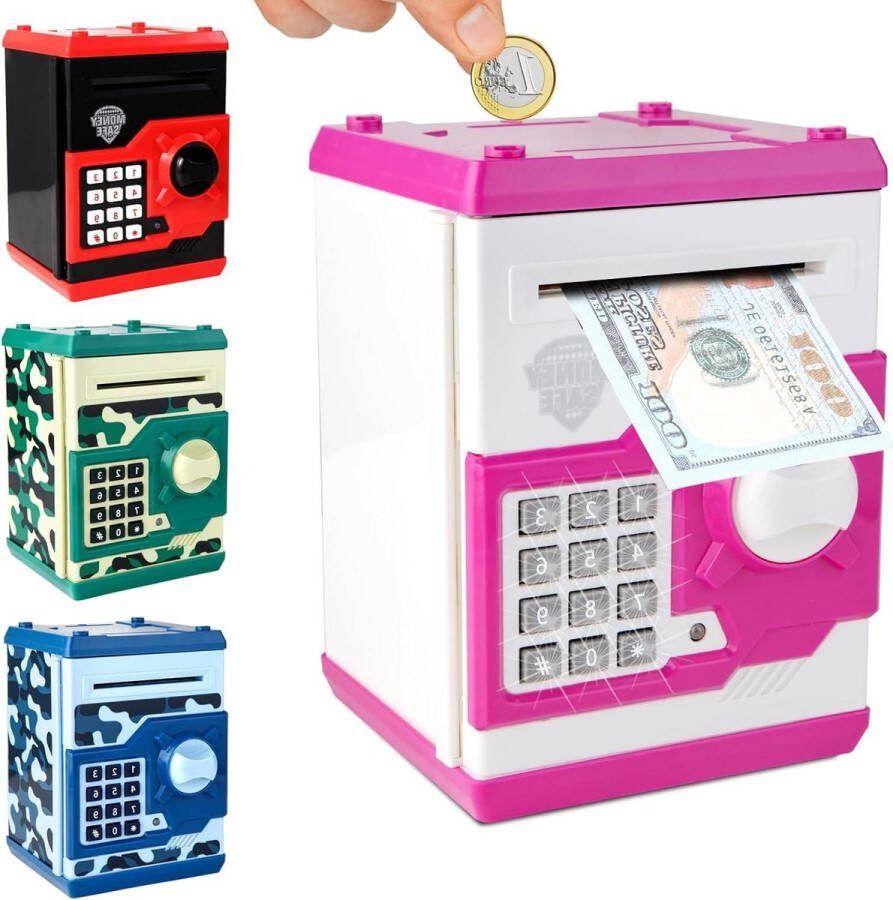 Spaarpot voor meisjes met wachtwoordcodeslot geldautomaat spaardoos voor kinderen van 3-7 jaar automatisch scrollpapier perfect verjaardagscadeaus