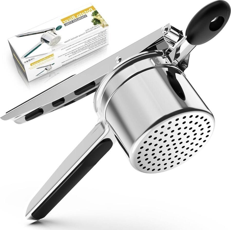 Spaghetti-ijspers 405 ml heavy duty roestvrijstalen aardappelpers maak pluizige aardappelpuree comfortabele siliconen handgreep