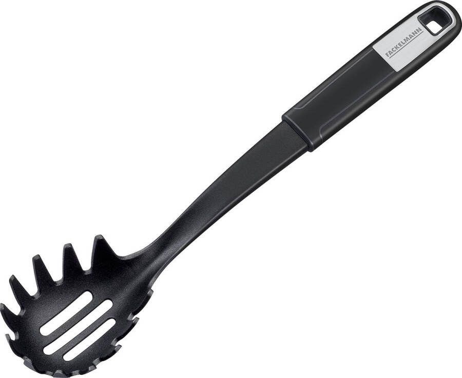Spaghettilepel 30 cm SENSE pastalepel met functioneel deel van kunststof antislip soft-touch handgreep voor gecoate pannen en potten (kleur: zilver zwart) hoeveelheid: 1 stuk