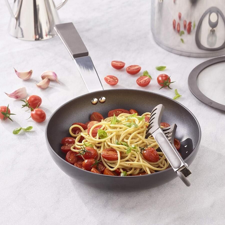 Spaghettitang van 18 10 roestvrij staal en siliconen design-kookgerei afmeting 23 cm zwart