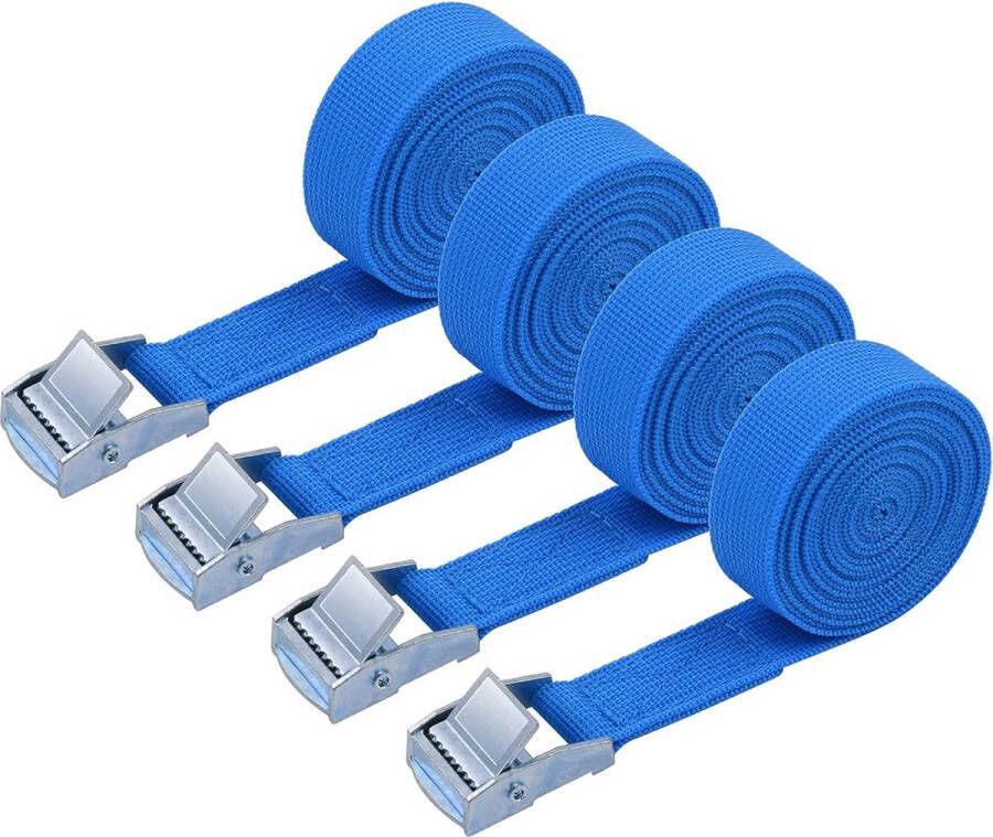 Spanband 4 Hogedruk-Sjorbanden Van 2 m Verstelbare Bevestigingsriem met Clipsluiting Spanriemen Voor Vrachtvervoer Van auto's en Motorfietsen(Blauw)