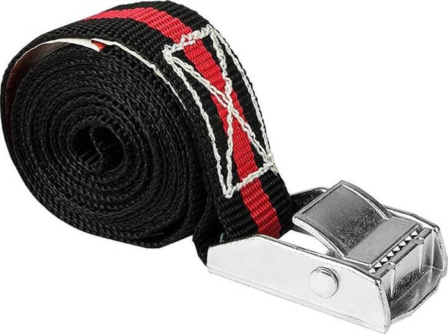 Spanband met klemsluiting ca. 3 m x 2 5 cm zwart rood