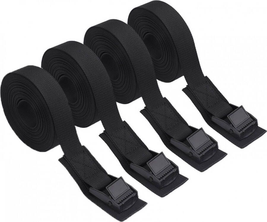 Spanbanden 4 stuks Fiets spanbanden met klemgesp Spanband Sjorband Bindriemen met Metalen Gesp 25mm x 1M Sjorbanden Bevestigingsriemen